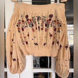Free People Embroidered Off the Shoulder top